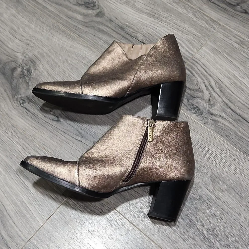 Italeau Metallic Bronze Marisa Leather Booties